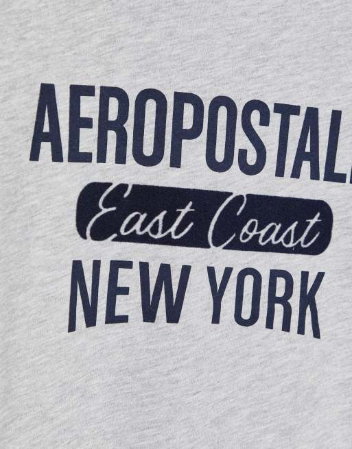 Aeropostale ringer logo t-shirt in grey, 4 of 4