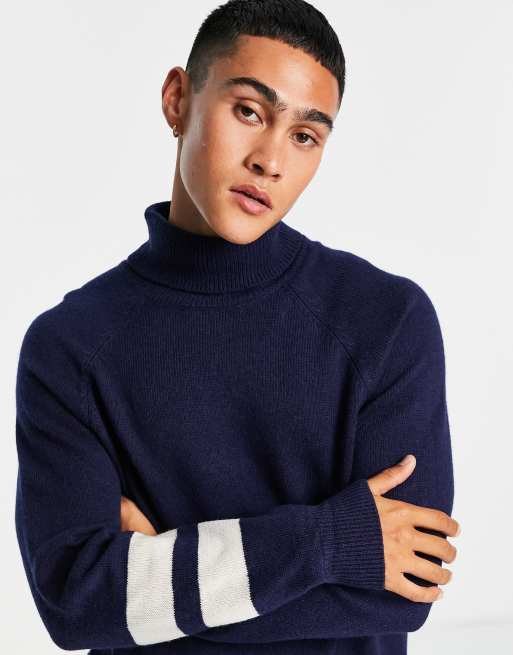 Aeropostale roll neck sweater in navy | ASOS