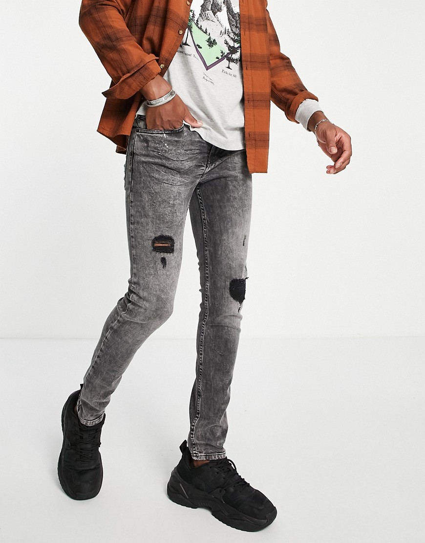 Aéropostale Skinny Jeans With Rips In Gray