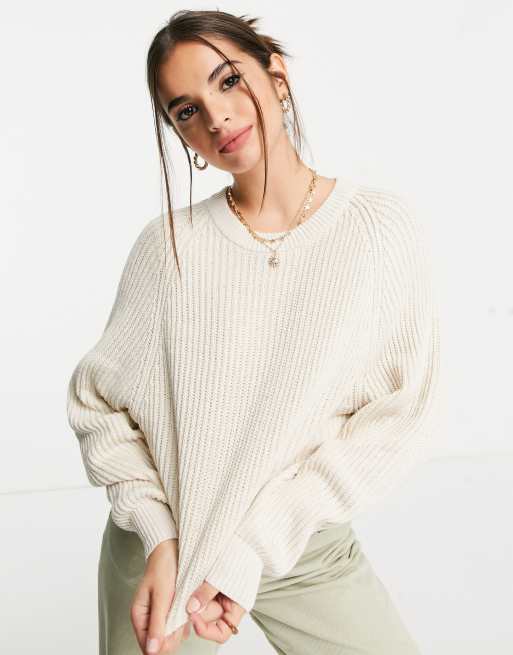 Aeropostale – Strickpullover mit Rundhalsausschnitt in Hellbraun