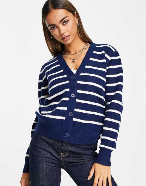 Aeropostale stripe knit cardigan in navy | ASOS