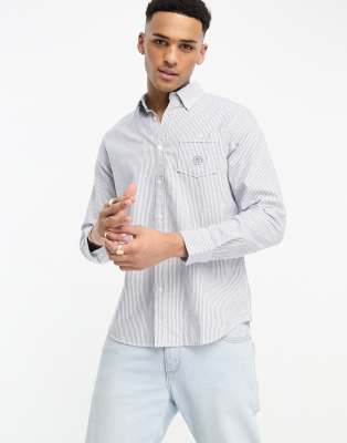 Aeropostale striped oxford shirt in navy - ASOS Price Checker