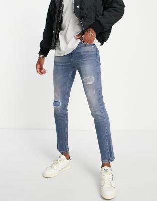 Aeropostale Aeropostale super skinny jeans with rips in light blue