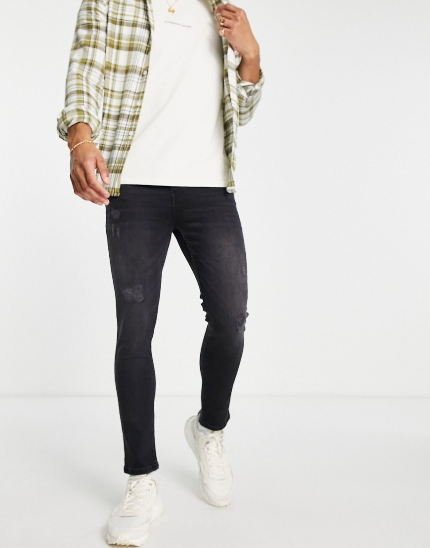 Aéropostale Super Skinny Jeans With Rips In Washed Black