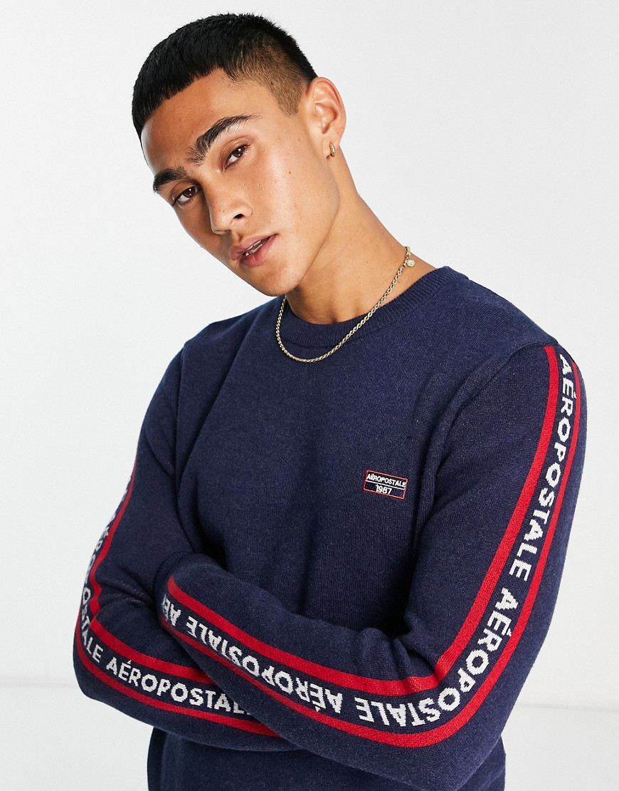 Aéropostale Sweater In Navy With Logo