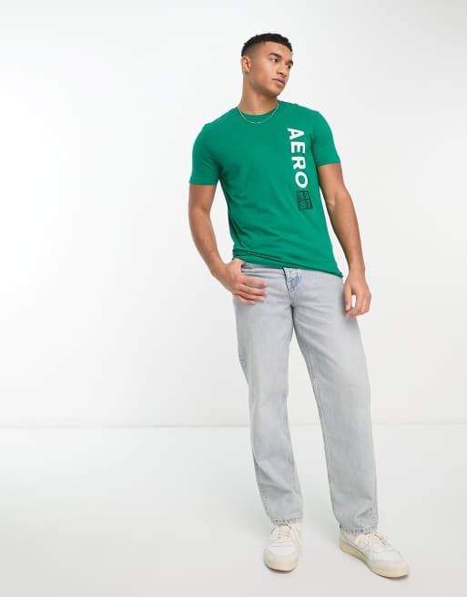 Buy AEROPOSTALE Men Light Green Crew Neck Appliqued Logo T-Shirt