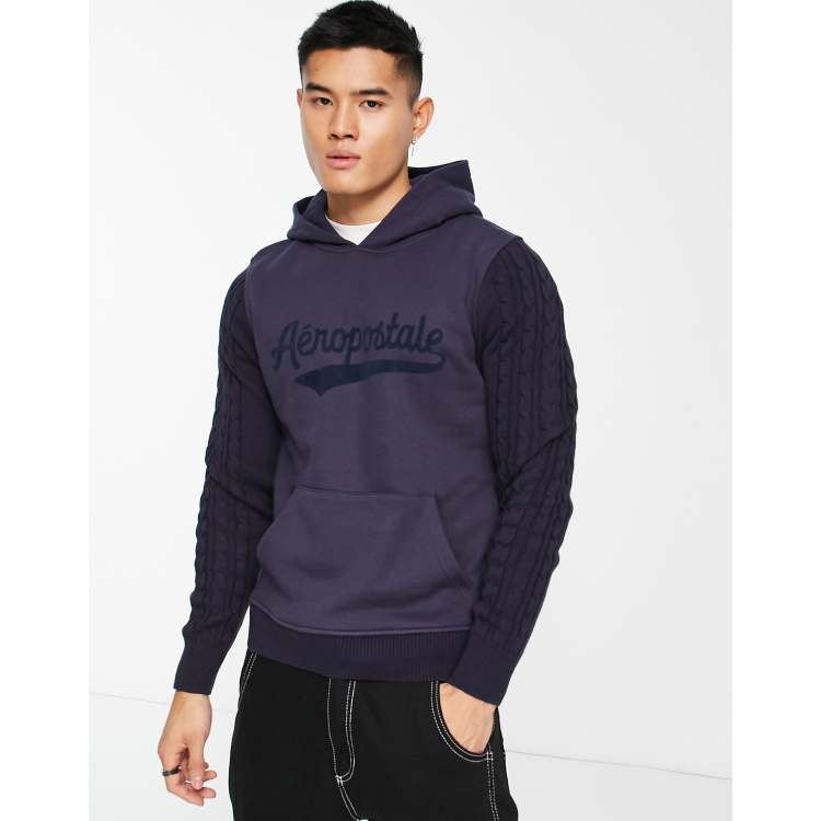 Aeropostale varsity knitted hoodie in navy