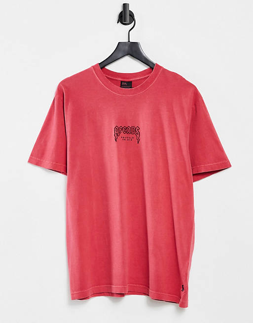 Men Afends recycled t-shirt in red 