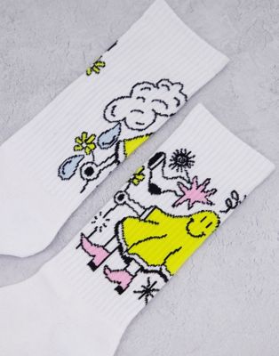 Afends tito socks in white (23511238)
