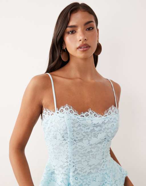 AFRM Ari lace corset cami top in light blue - part of a set | ASOS