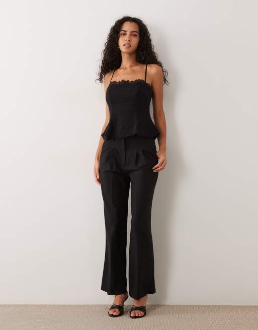 AFRM Ari top strutturato con pizzo in cotone nero, 3 di 4