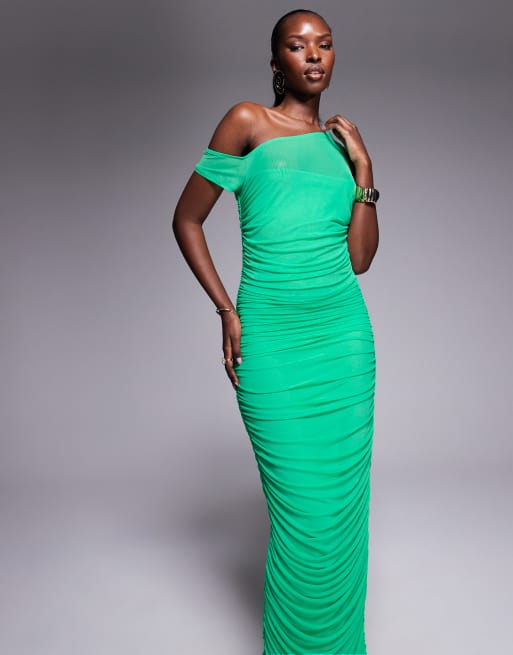 AFRM asymmetric power mesh midaxi dress in bold green, 4 of 4
