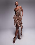 [AFRM] AFRM asymmetric ruffle backless mini dress in ombre zebra-Orange XS Ombre Zebra