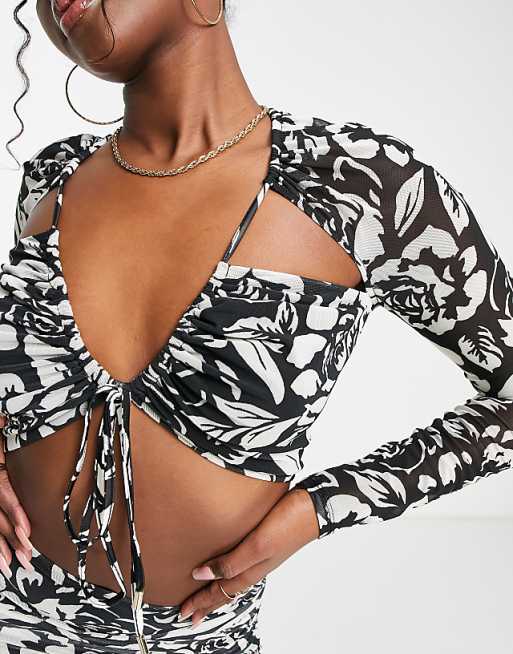 Bandage Halterneck Long Sleeve Floral Dresses Bandage Halterneck Long Sleeve Floral Dresses