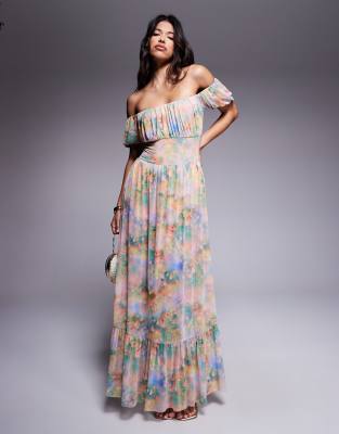 Afrm Bardot Maxi Dress With Built In Multi