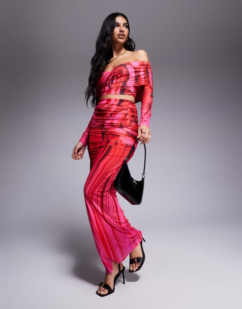 AFRM Bevin maxi column skirt in overscale rose - view 1