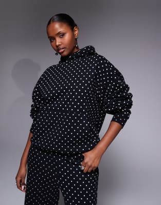 Blake - Sweat à capuche d'ensemble oversize à pois - Noir L