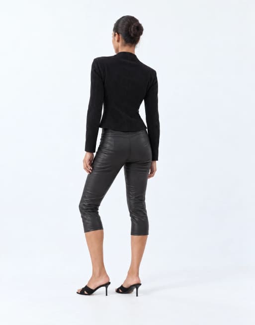 AFRM Calla faux leather high rise fitted capri pants in black - part of a set, 6 of 9