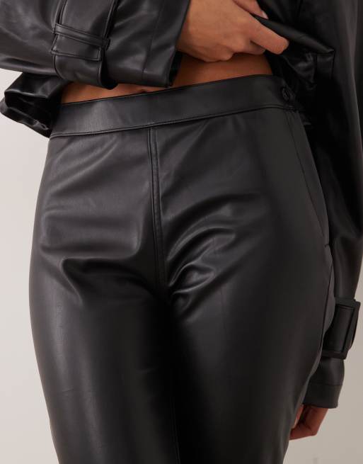 AFRM Calla faux leather high rise fitted capri trousers co-ord in black, 5 of 9
