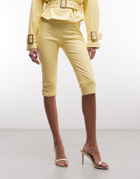 AFRM Calla high rise fitted capri co-ord in lemon