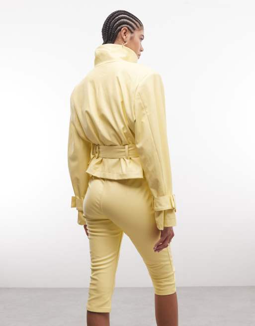 AFRM Calla high rise fitted capri in lemon (part of a set), 5 of 5