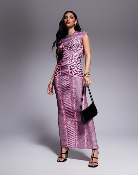 AFRM – Cody Colline – Gerade geschnittenes Maxikleid in Rosa mit Zebramuster - view 1