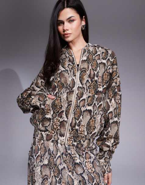 AFRM cotton tracksuit co-ord in sand snake print - view 1