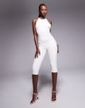 [AFRM] AFRM crochet lace capri unitard in white XL Gardenia