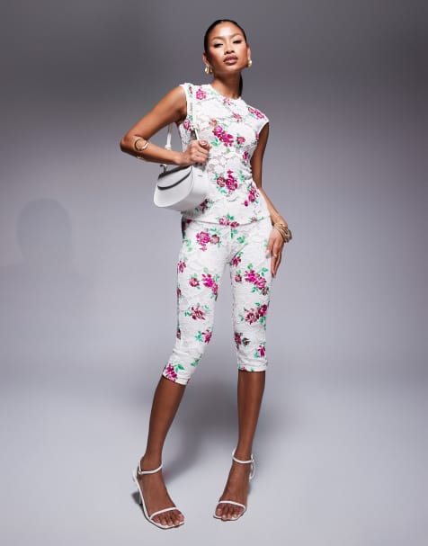 AFRM crochet lace set in rose floral - view 1