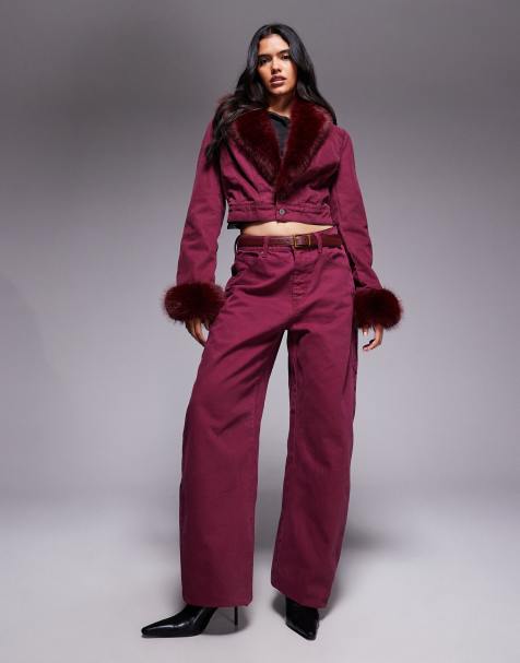 AFRM denim barrel jeans co-ord in port - view 1