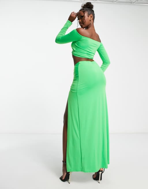 Green evening shop maxi skirt