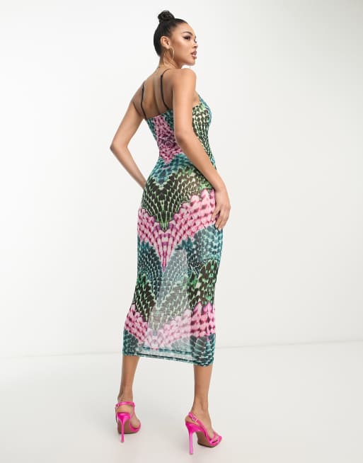 AFRM Esmond mesh midi slip dress in multi | ASOS