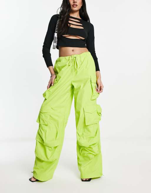 AFRM Etienne nylon parachute pants in lime