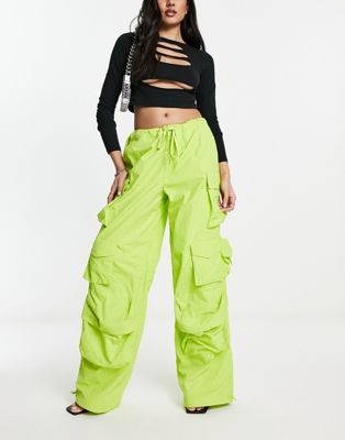 AFRM Etienne nylon parachute trousers in lime - ASOS Price Checker