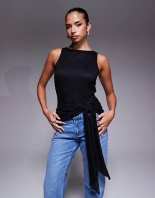 AFRM AFRM faux knot lace top in black