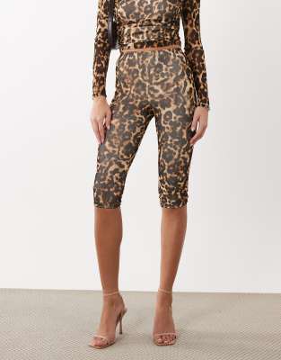 Afrm Gianna Mesh Capri Pants In Brown