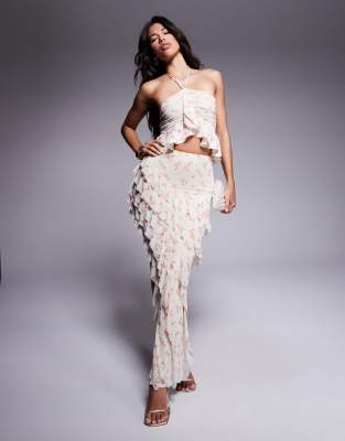 AFRM HALTER NECK TOP WITH RUFFLE DETAIL 
