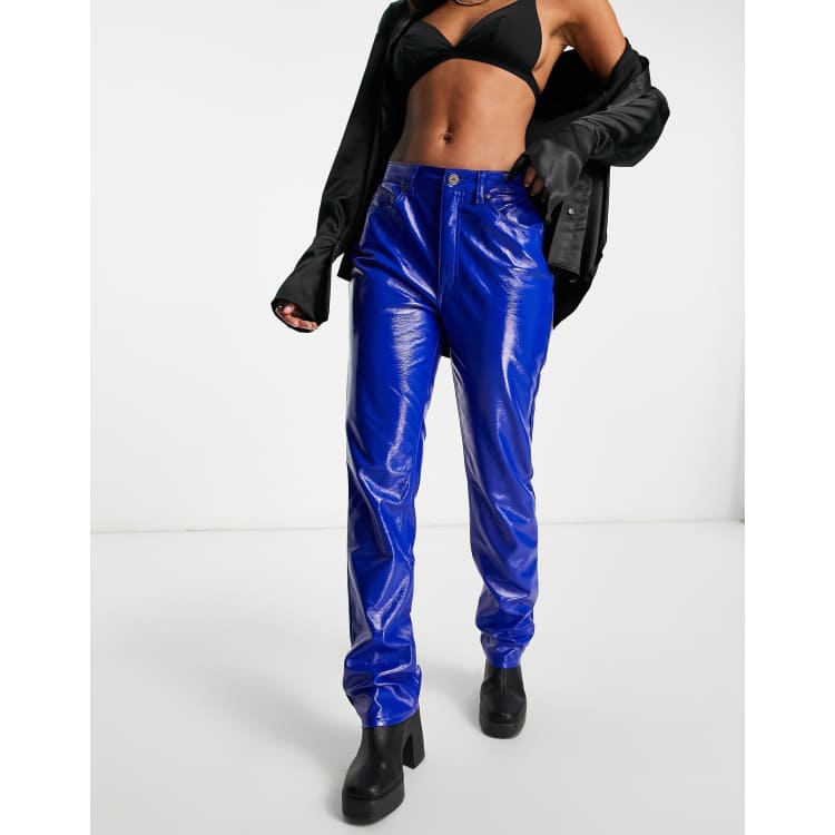 Blue on sale leather jeans