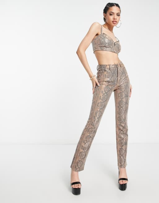 Snake Charmer High Waist Stretch Pants in Vibrant Black Faux