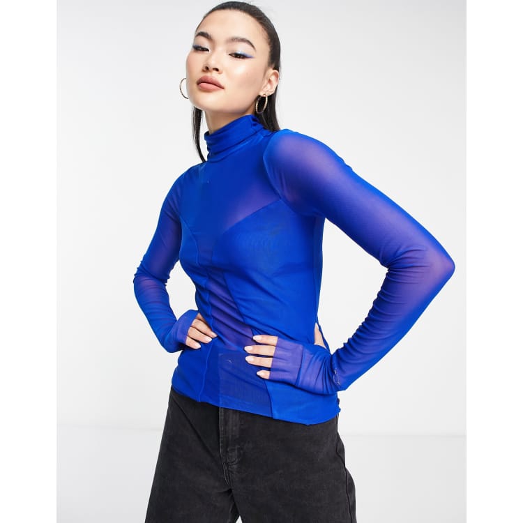 Royal blue high neck top sale