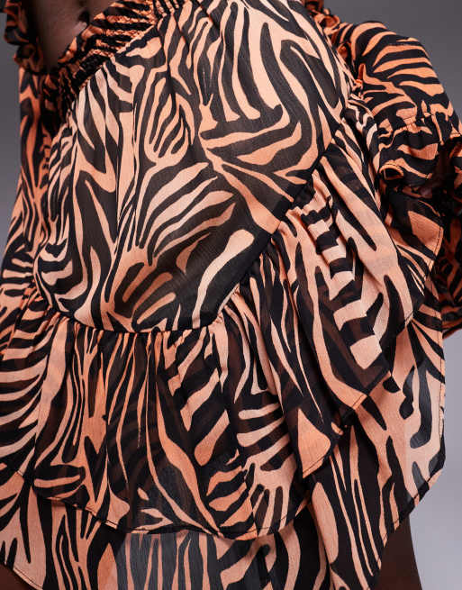 AFRM high waist ruffle shorts in ombre zebra - part of a set, 3 of 5