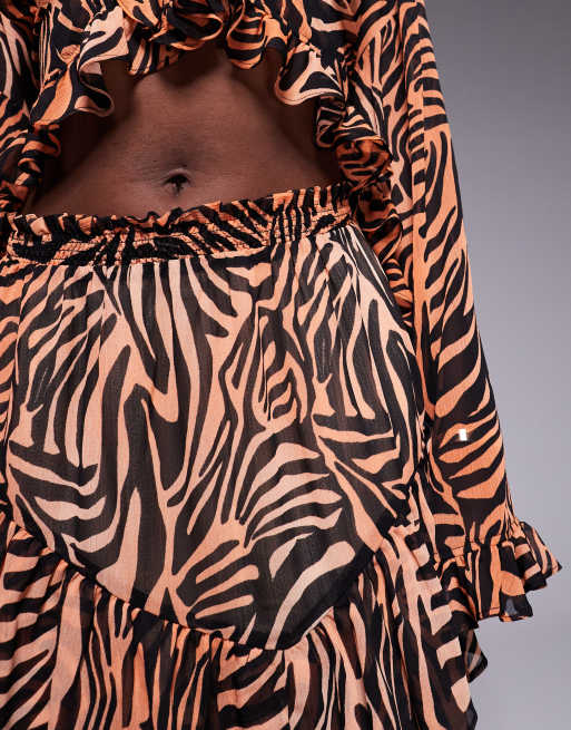AFRM high waist ruffle shorts in ombre zebra - part of a set, 5 of 5