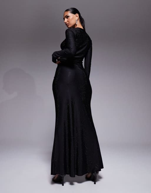 AFRM hotfix fishtail maxi skirt co-ord in black, 4 of 5