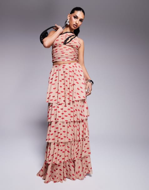 AFRM Jace ruffle set in almond kiss print - view 1