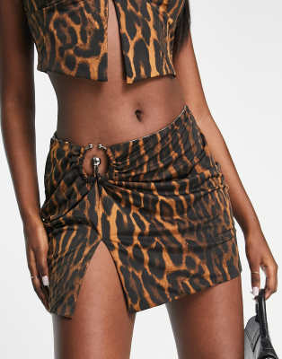 AFRM AFRM Juliana co-ord mini skirt with ring in leopard print-Brown