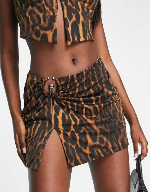 Leopard print mini skirt and clearance top