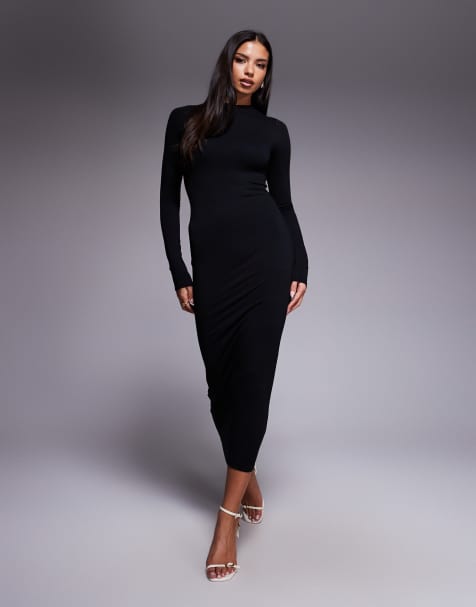 AFRM Juniper knit crepe maxi dress in black - view 1