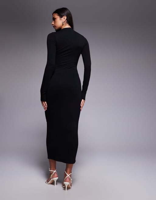 Forever 21 Women's Crepe Peasant-Sleeve Maxi Dress - V-Neck With Back Cutout & Smocked Waist