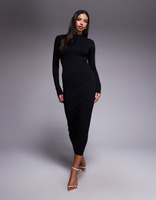 AFRM - Juniper - Strick-Maxikleid aus Crêpe in Schwarz