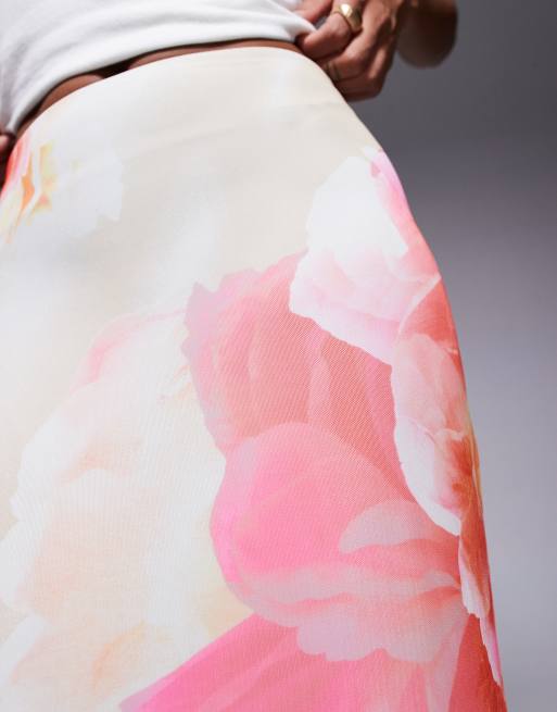 AFRM - Jupe longue - Motif fleuri rose dégradé, 3 de 5
